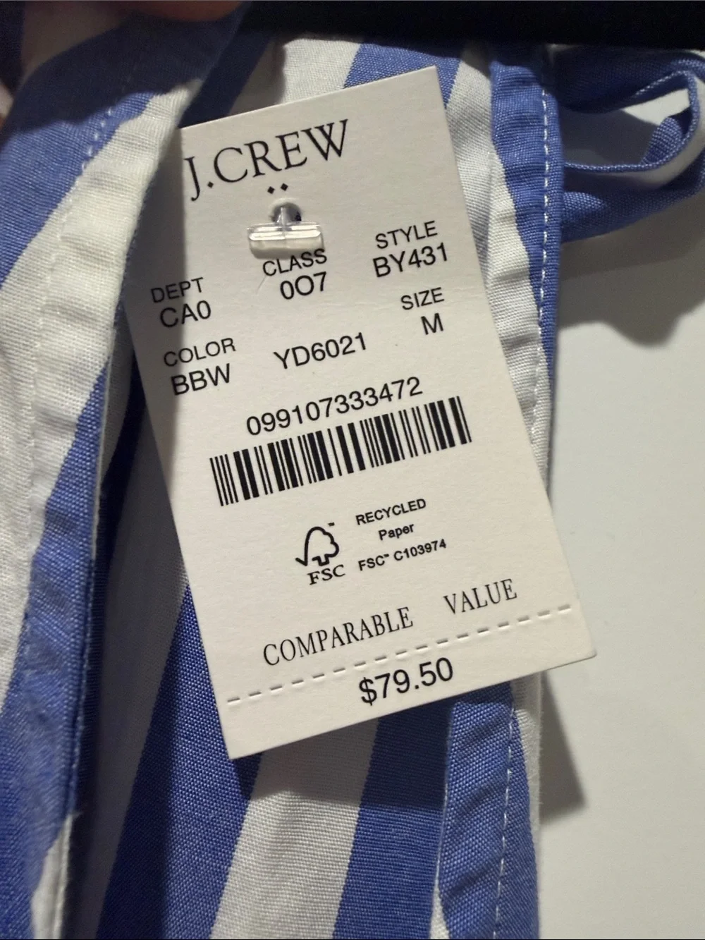 J. Crew Blue and White Striped Halter Tank